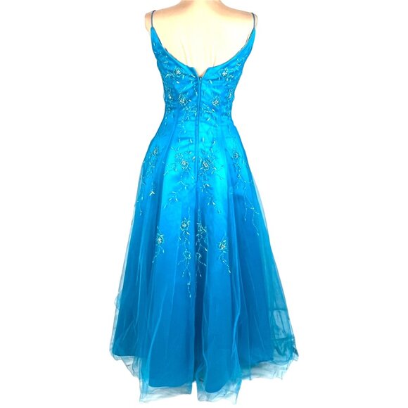 Alyce Designs Blue Sleeveless Ball Gown 4 Beaded Formal Sweet 16 Quinceañera - Picture 3 of 10